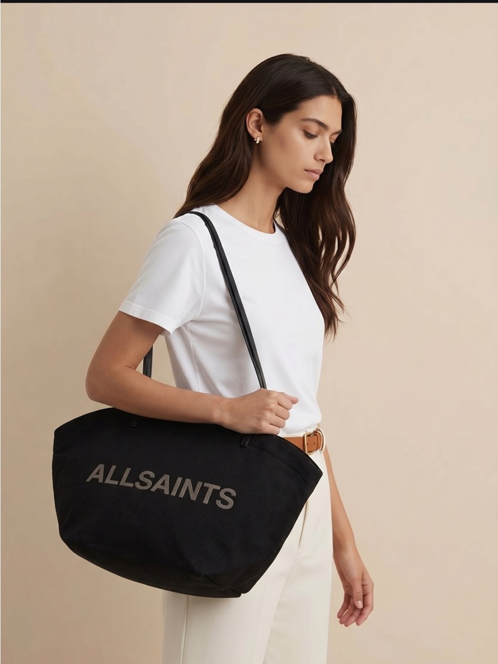 All Saints Black Logo Tote